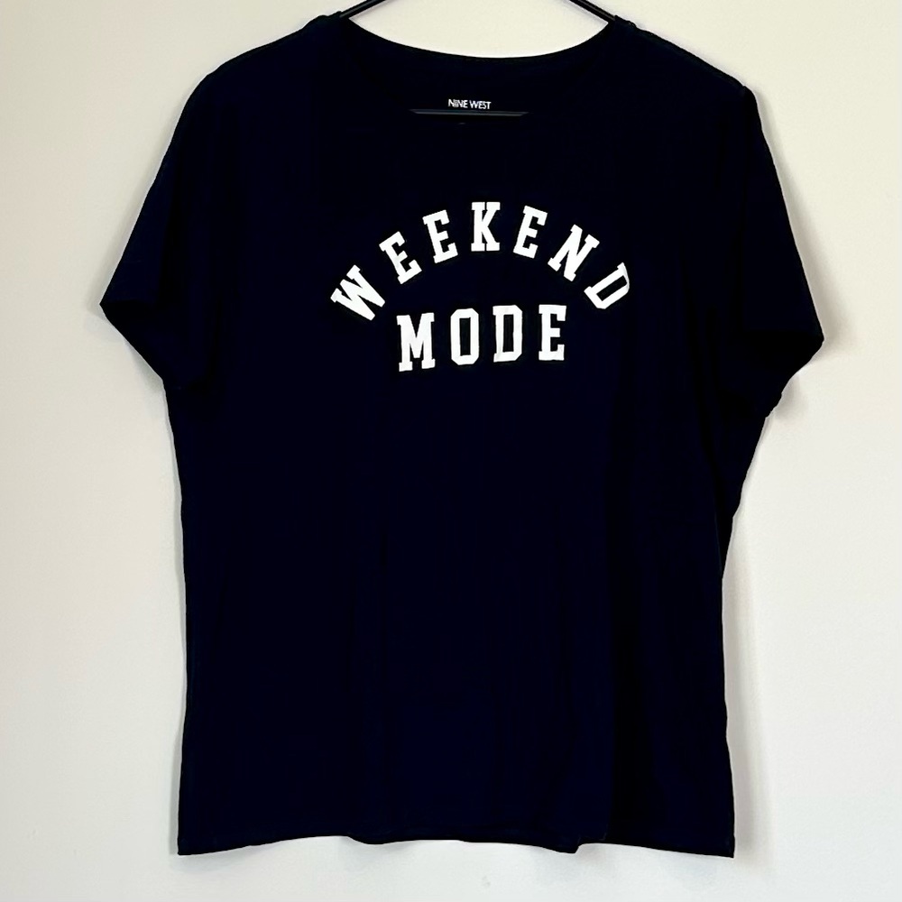 Nine West Black ‘Weekend Mode' Women's Short Sleeved Top - Size: Extra Large